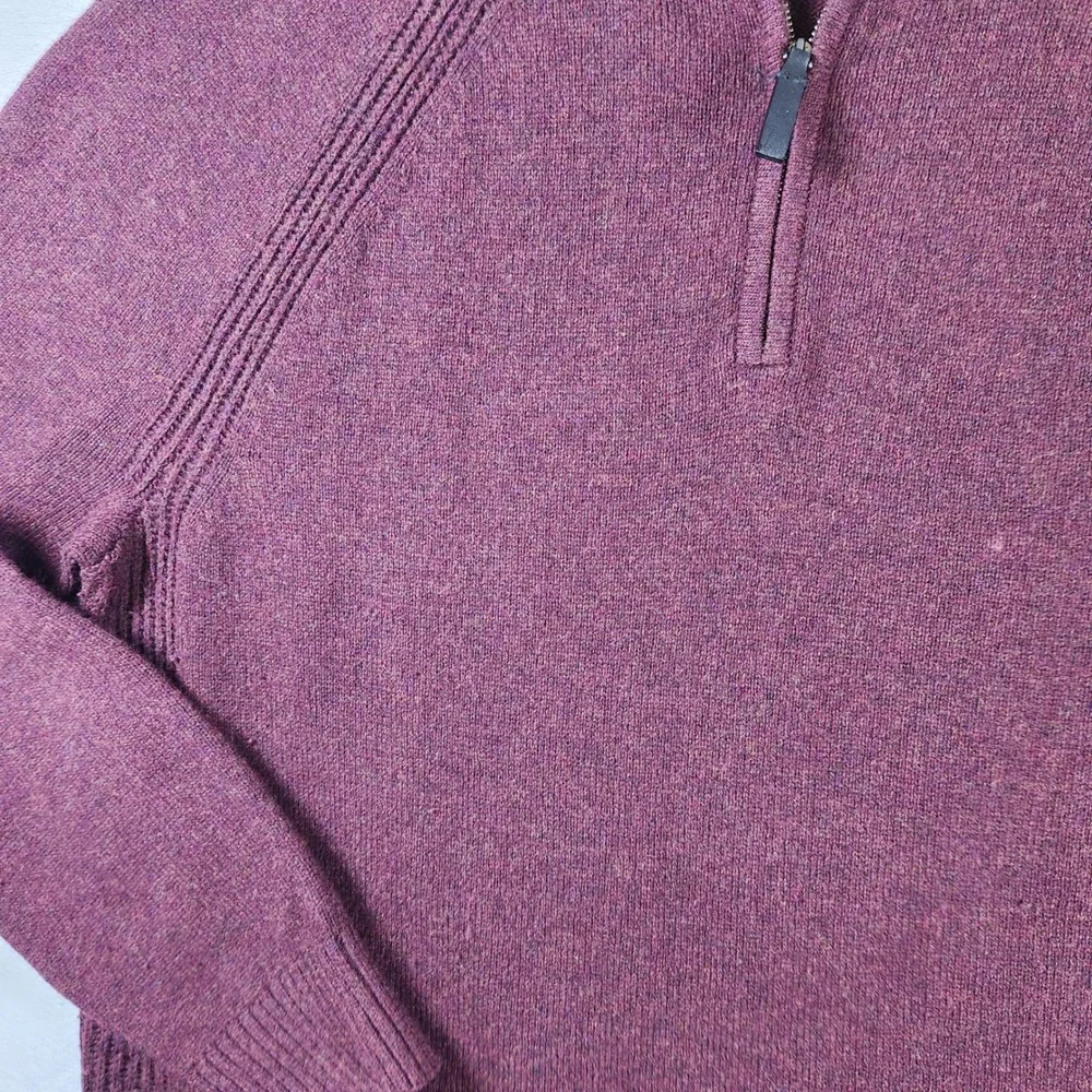Banana Republic Mens XL‎ Burgundy Wool Blend Quarter Zip Pullover Sweater